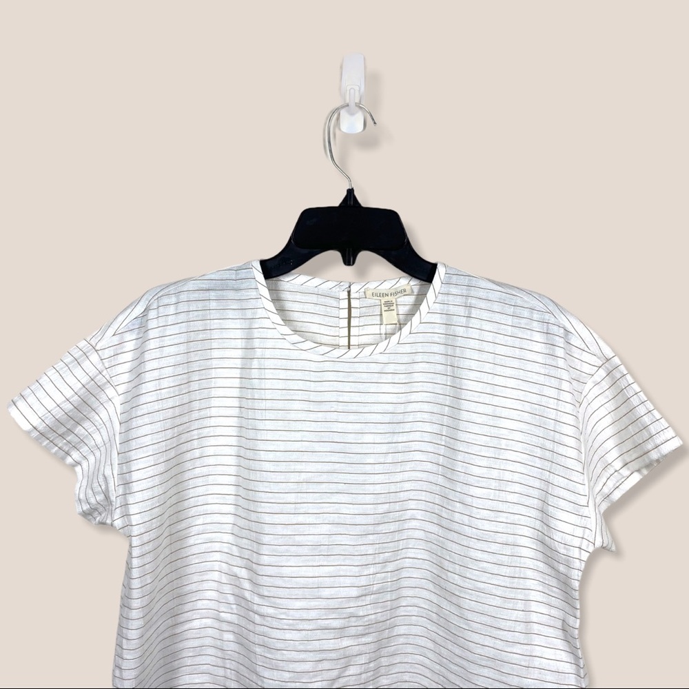 EILEEN FISHER ORGANIC LINEN COTTON STRIPED TOP - Picture 6 of 8